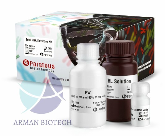 کیت استخراج RNA محصولی از پارس طوس (Total RNA Extraction kit, 50Preps)