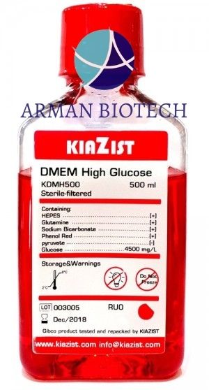 محیط کشت سلول DMEM High Glucose محصول کیازیست، Gibco Repacked