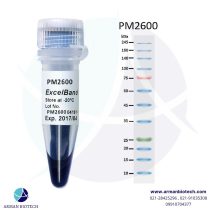 مارکر پروتئینی PM2600، رنج 9 تا 245 کیلو دالتون، سه رنگ pre-stained، محصول SMOBIO